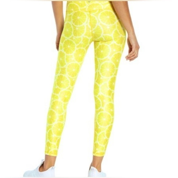 NWOT Wildfox lemon print white yellow sports workout leggings/tights yoga sz S - Picture 3 of 10